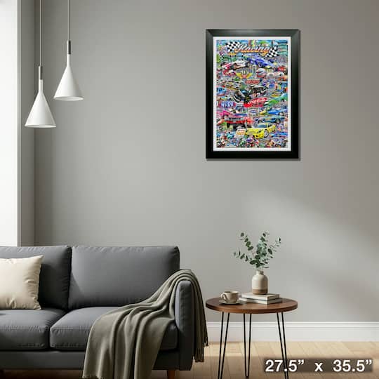 Auto Racing Collage Framed Michael Fishel Print 27.5" x 35.5"